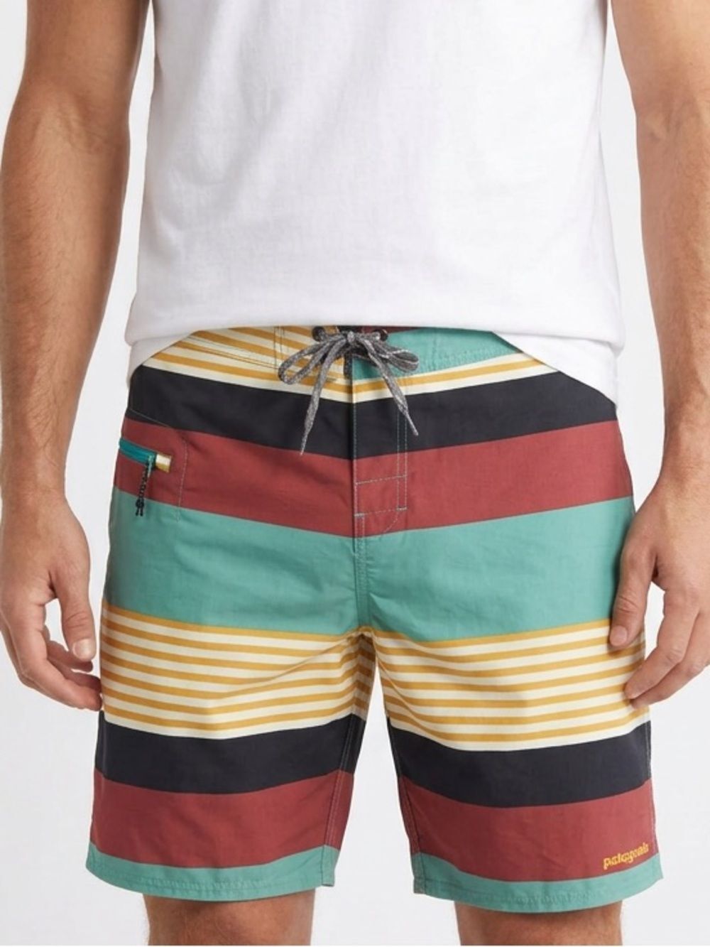 PATAGONIA | Wavefarer Striped Board Shorts Tie Front Men’s Size 32